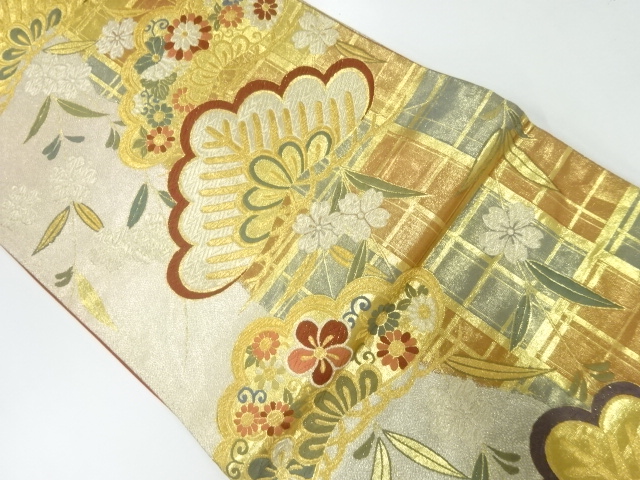 JAPANESE FUKURO OBI / WOVEN FLOWER ARABESQUE